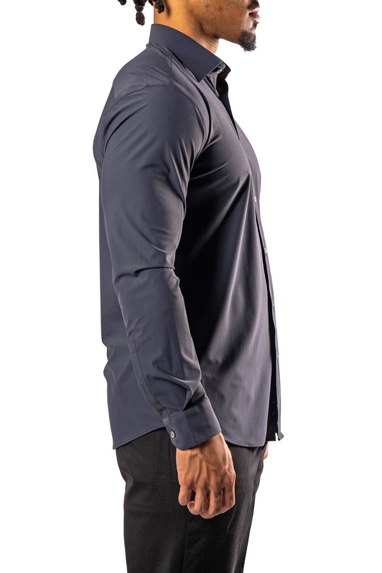 Fibonacci Stretcheurodark Grey Cotton Blend Button-Up Shirt, Alternate, color, GREY