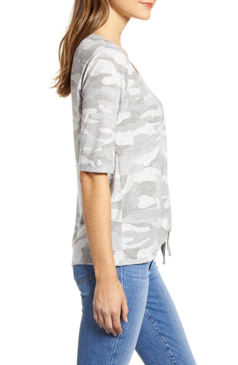 Wit & Wisdom Side Tie V-Neck Tee, Alternate, color, 