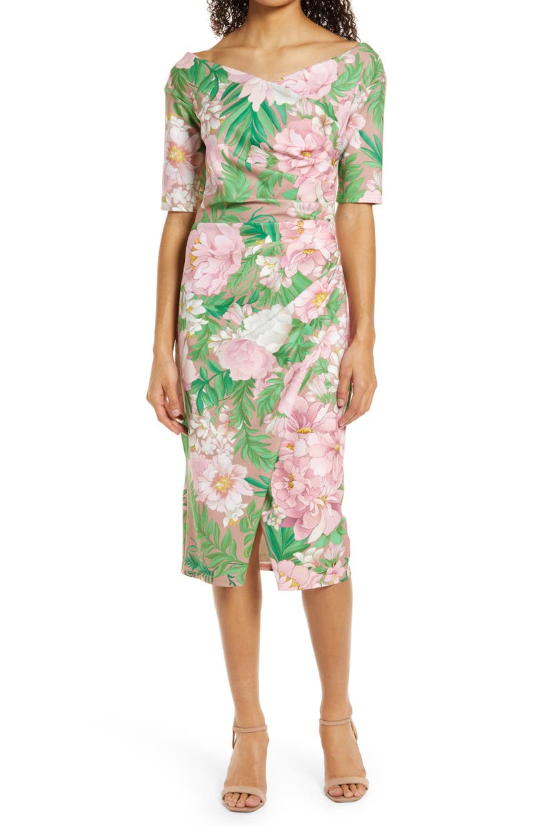 Tadashi Shoji Floral Sheath Dress, Main, color, 