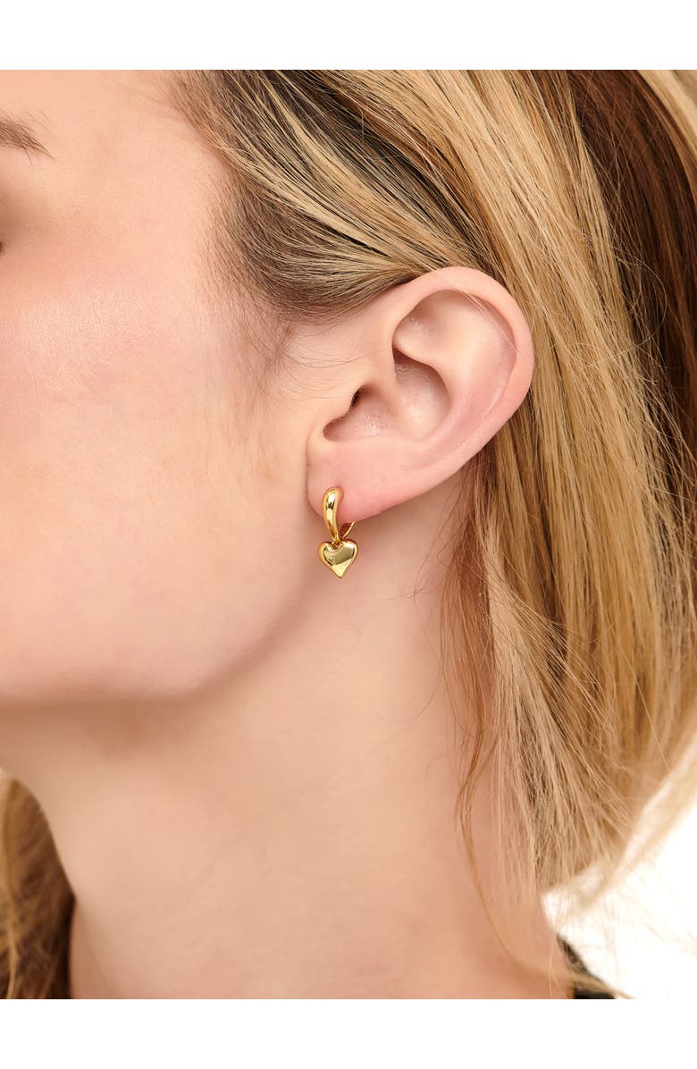 DEVATA Sweet Heart Huggie Hoop Earrings in Gold Plated Sterling Silver, Alternate, color, Yellow Gold