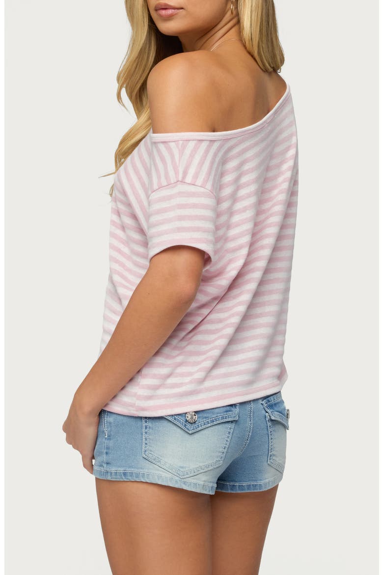 Chanelle Stripe One-Shoulder Top, Alternate, color, PINK
