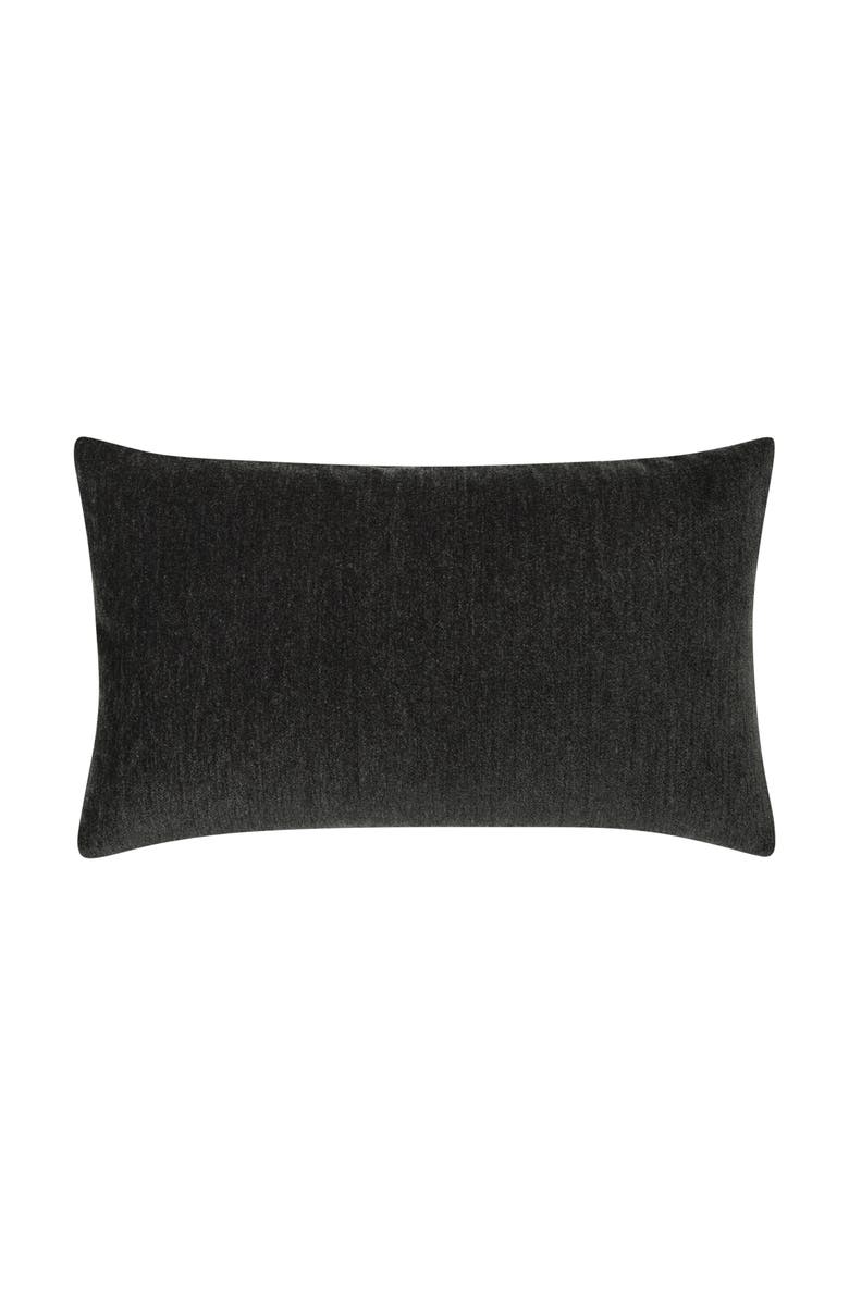 Elaine Smith Luxe Velour Plush Chenille Indoor & Outdoor Woven Accent Pillow, Main, color, Charcoal