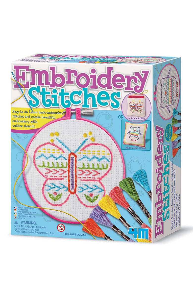 4M Easy to Do Embroidery Kit Diy Craft Set, Main, color, Multicolored