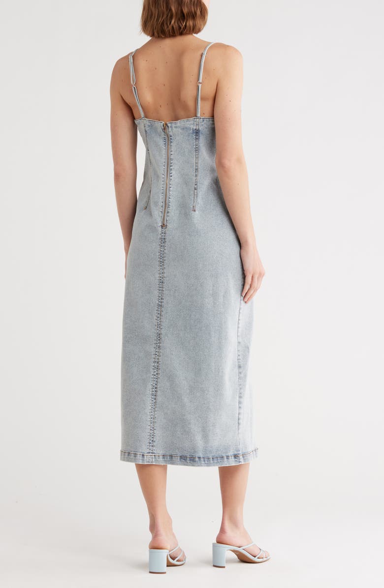 Habitual Empire Waist Cotton Blend Chambray Maxi Dress, Alternate, color, Pacific