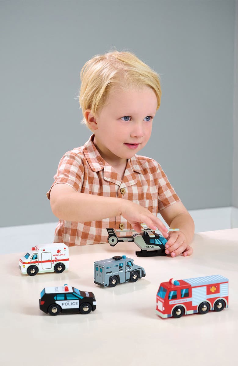 Tender Leaf Toys Emergency Vehicle Wooden Toy Set, Alternate, color, Multi