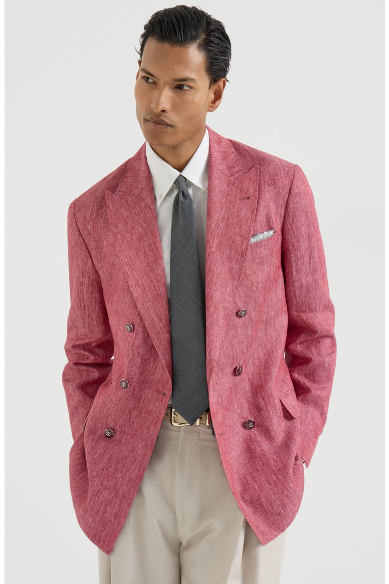 Linen denim jacket, Alternate, color, Strawberry