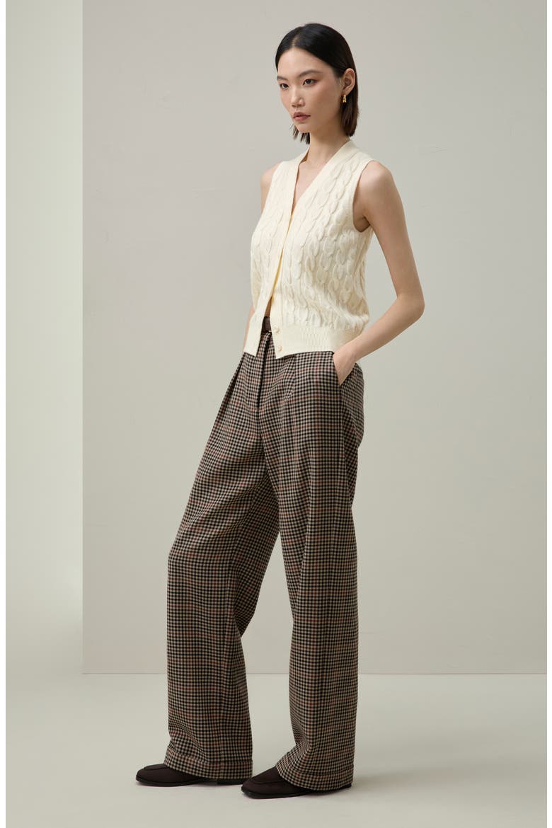 Washable Cable-knit Wool Vest, Alternate, color, Lily White