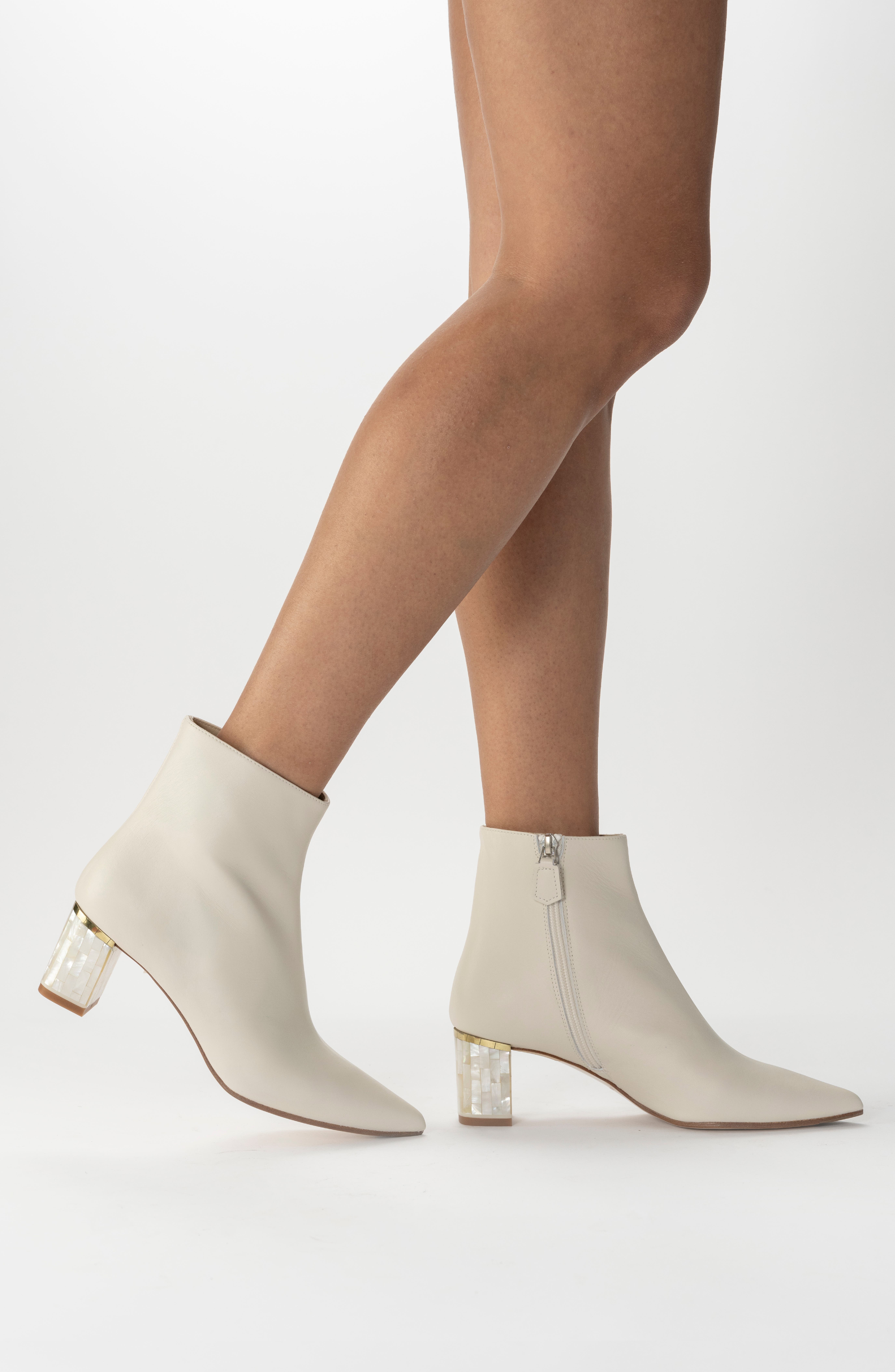 Freya Rose June White Pearl Heel Ankle Boots, Alternate, color, White