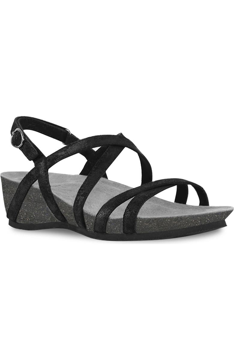 Munro Tarifa Strappy Wedge Sandal, Main, color, Black Stardust