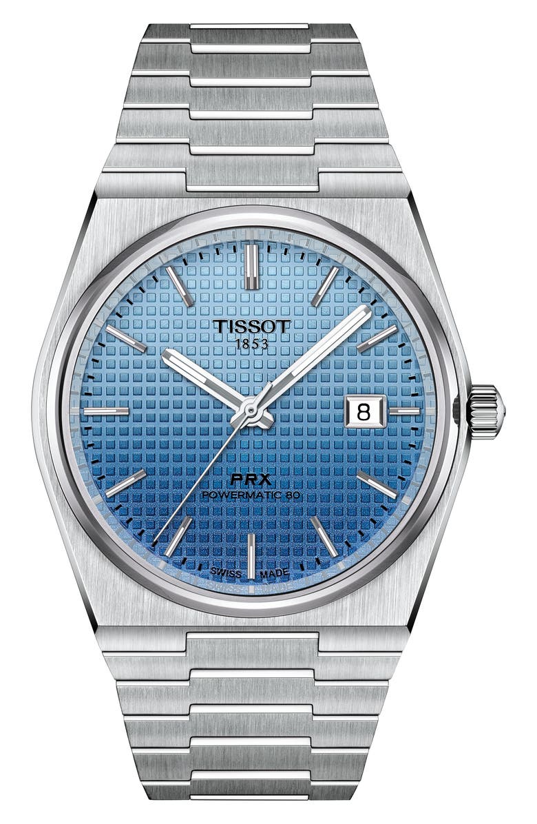 Tissot PRX GTS Powermatic 80 Bracelet Watch, 40mm, Main, color, Ice Blue / Gradient