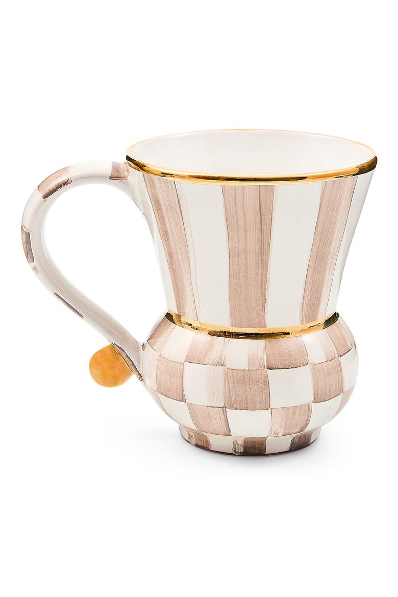 Mocha Check Ceramic Mug, Main, color, MOCHA