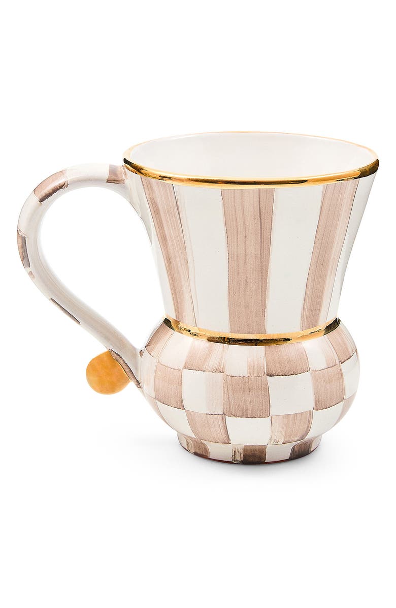MACKENZIE CHILDS Mocha Check Ceramic Mug, Main, color, Mocha