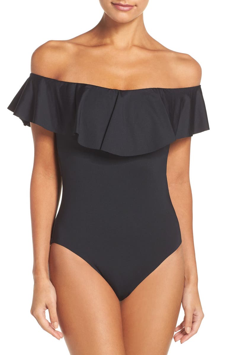 Trina Turk Off the Shoulder One-Piece Swimsuit, Main, color,