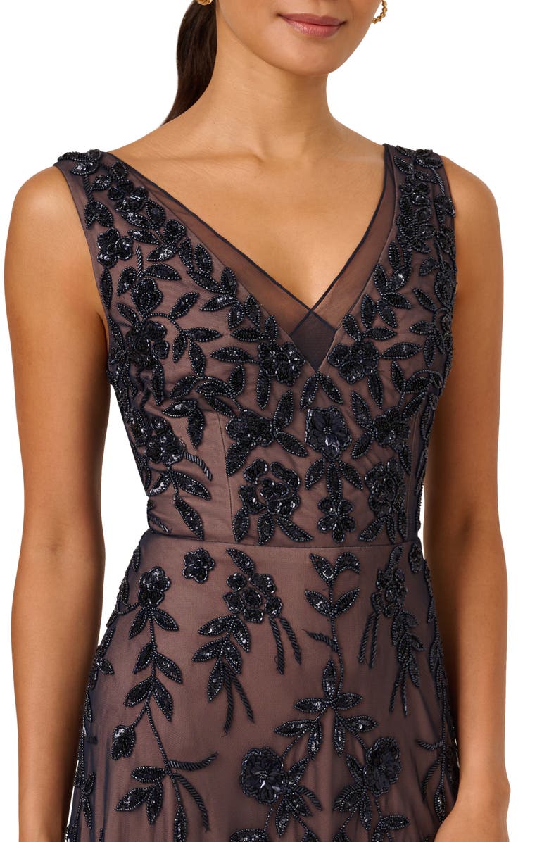 Adrianna Papell Beaded Mesh Sheath Cocktail Dress, Alternate, color, 