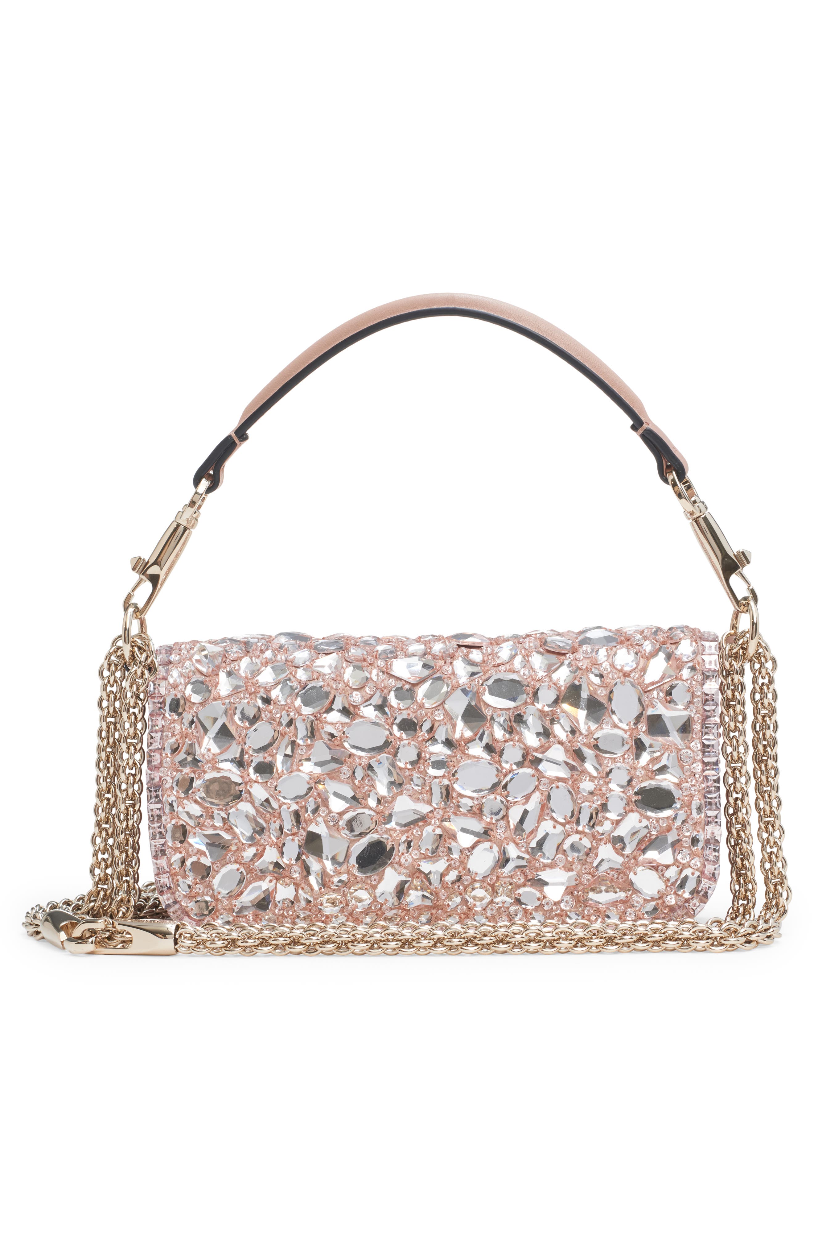 Valentino Garavani Small Locò Crystal Embellished Shoulder Bag, Alternate, color, 