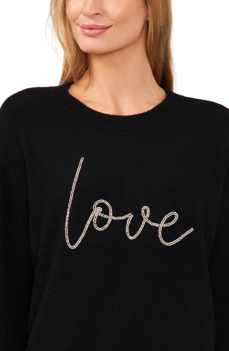 CeCe Love Beaded Crewneck Sweater, Alternate, color,