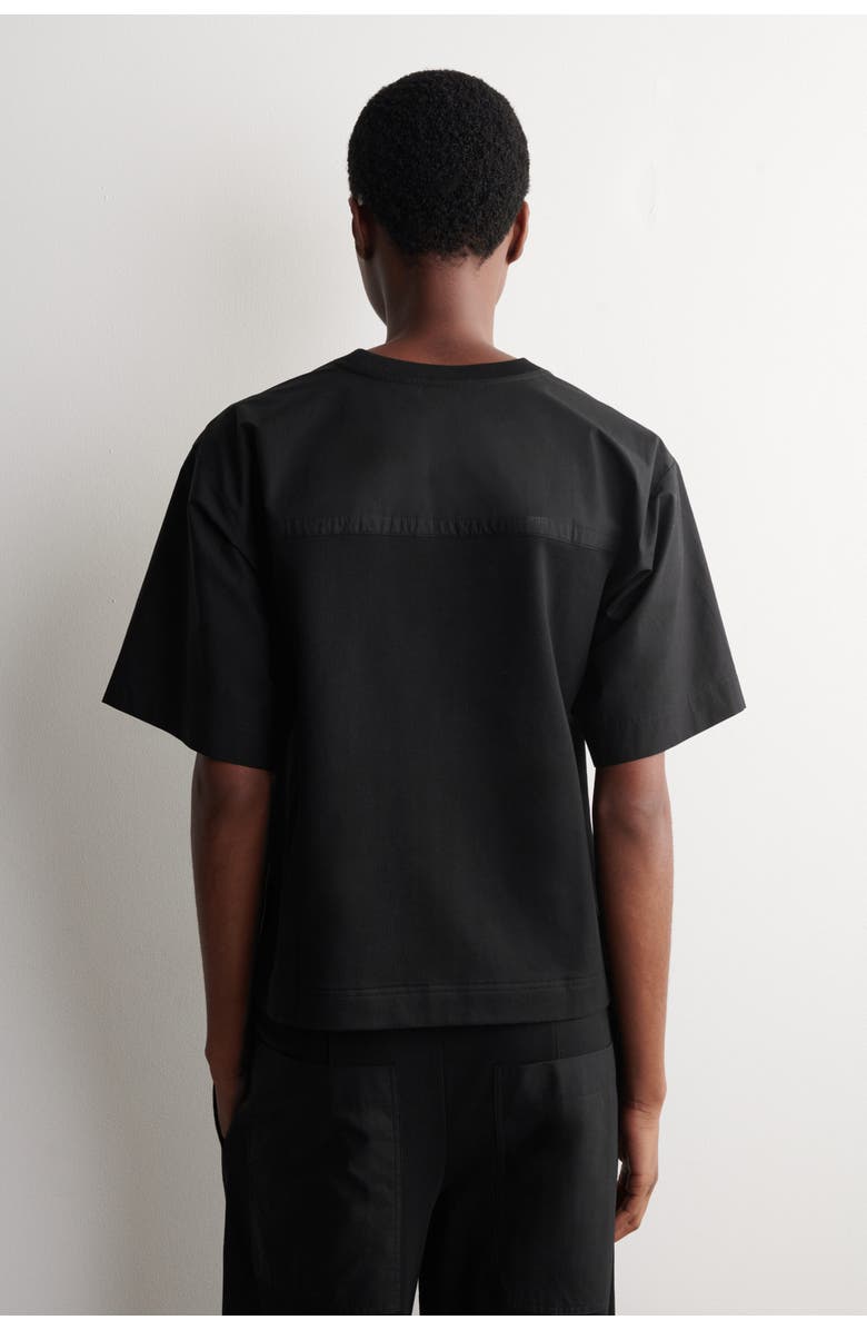 COS Poplin-panelled Jersey T-shirt, Alternate, color, Black