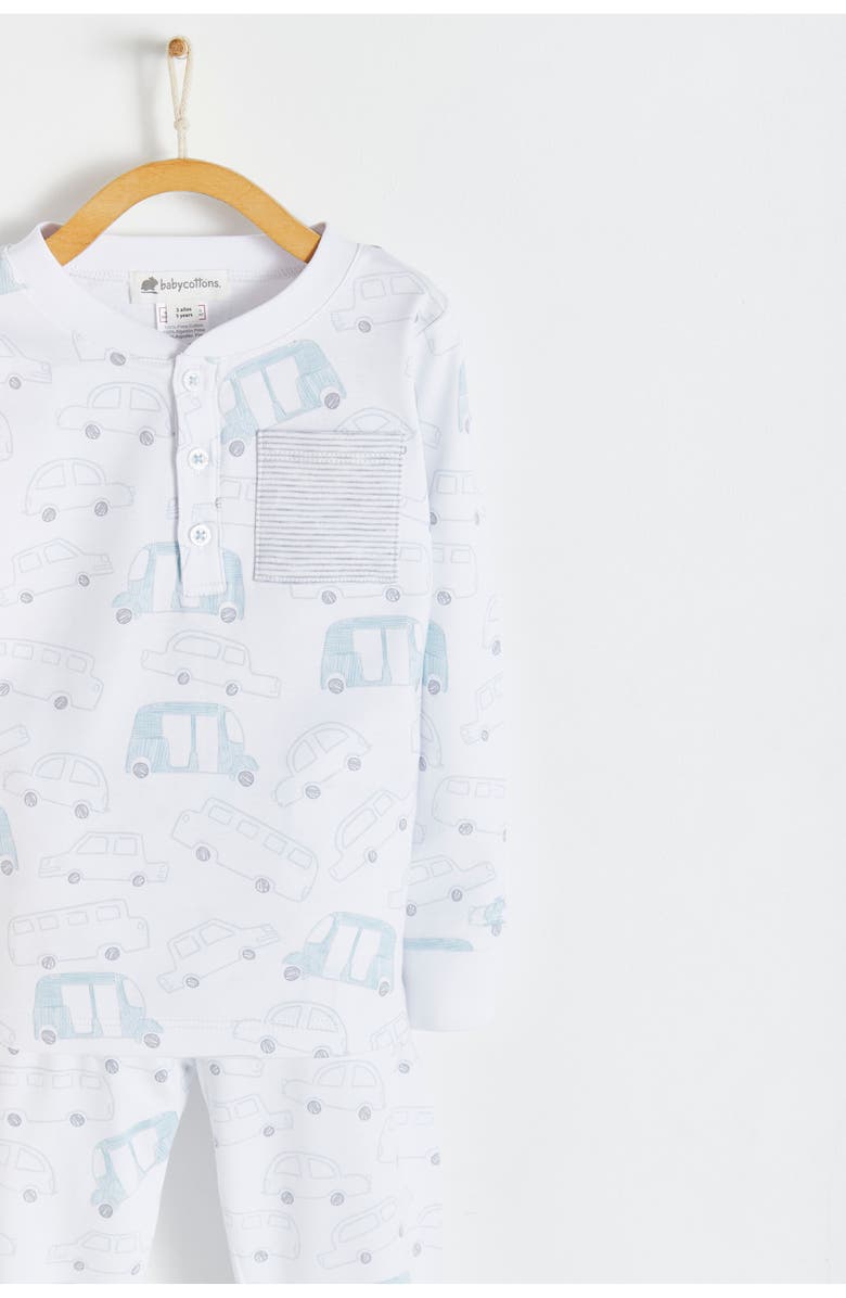 Babycottons Premium Peruvian Pima Cotton Tuc Snug Fit Long Pajama Set for Toddler, Alternate, color, Blue