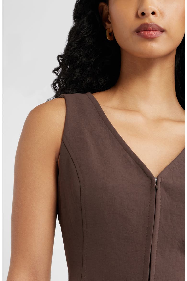 Curator Crepe Sleeveless Top, Alternate, color, BROWN SEAL