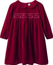 JOJO MAMAN BEBE Kids' Smocked Velvet Dress