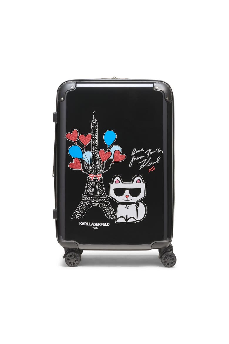 Up in Paris Upright Suitcase, Main, color, Black