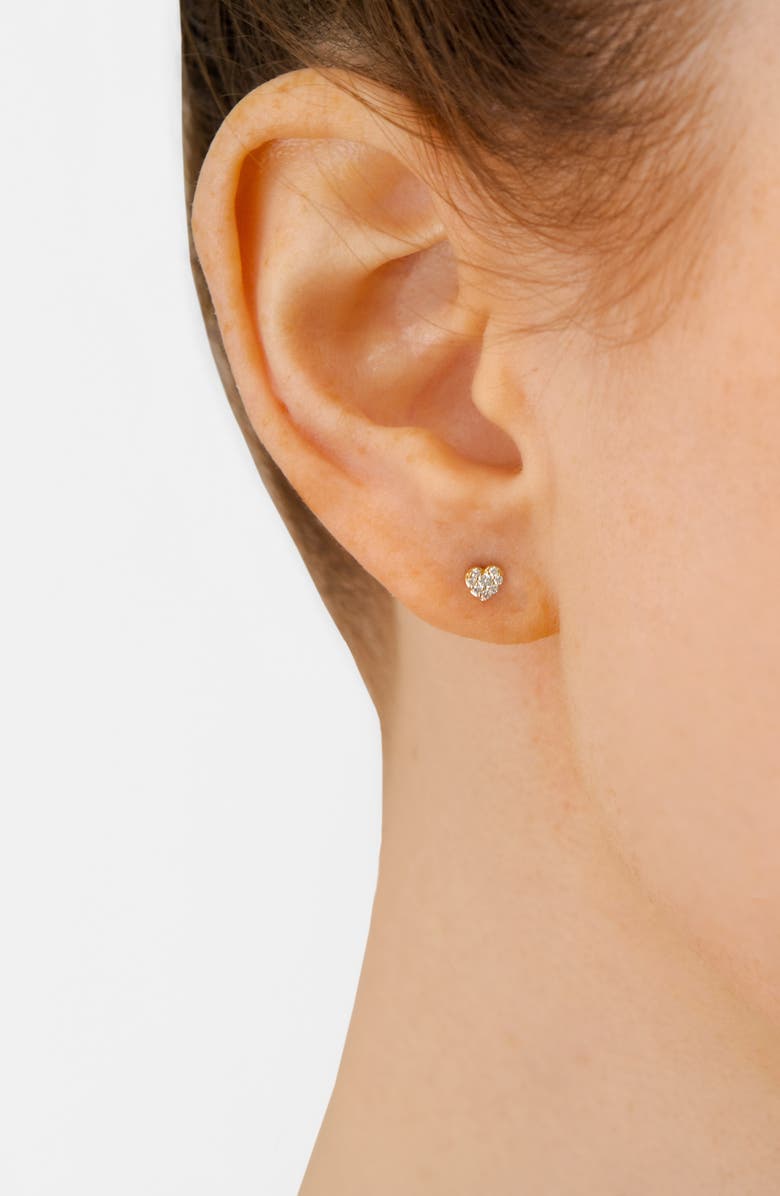Anzie Jac + Jo Icon Pavé Heart Stud Earrings, Alternate, color, Yellow Gold