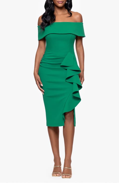 Off the Shoulder Scuba Knit Dress (Petite)