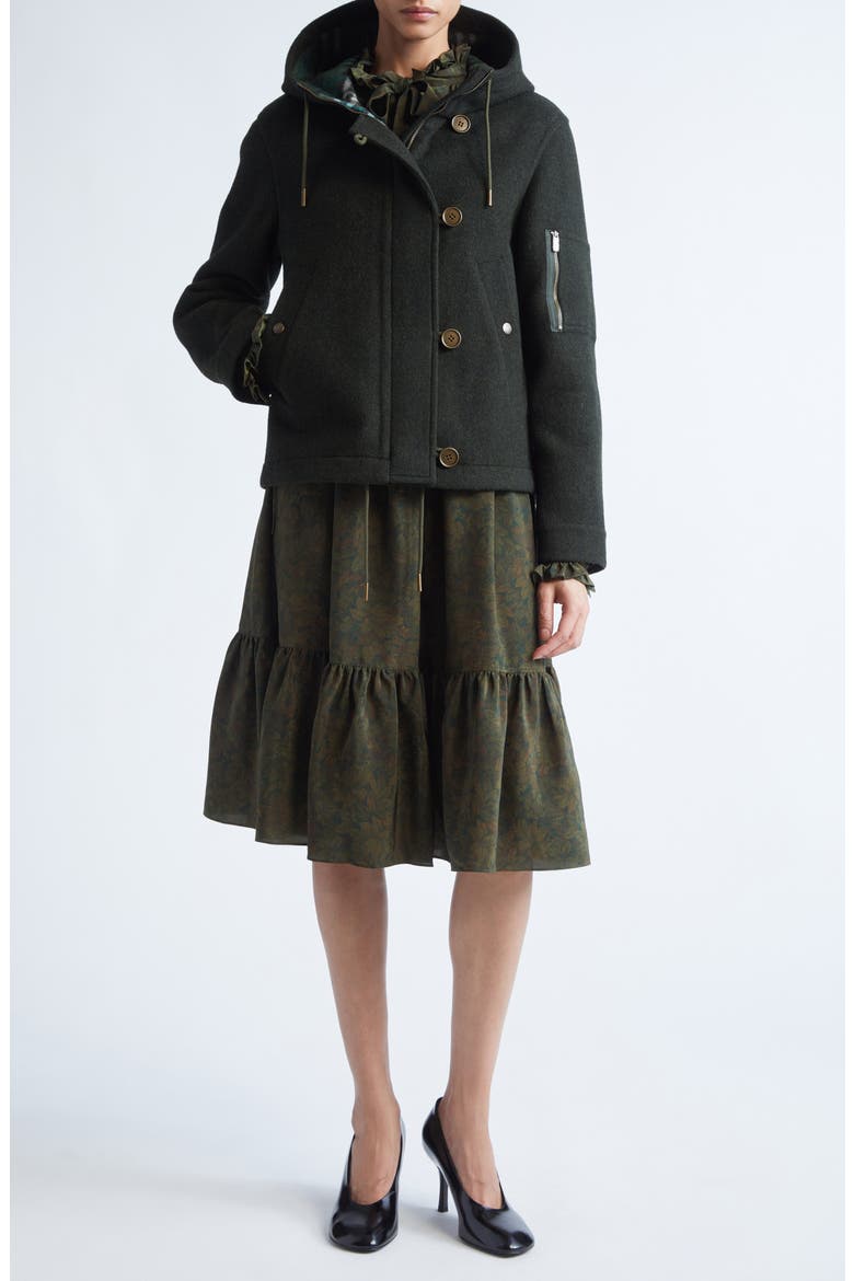 Colette Floral Tie Neck Long Sleeve Tiered Silk Dress, Alternate, color, MOAT IP PATTERN