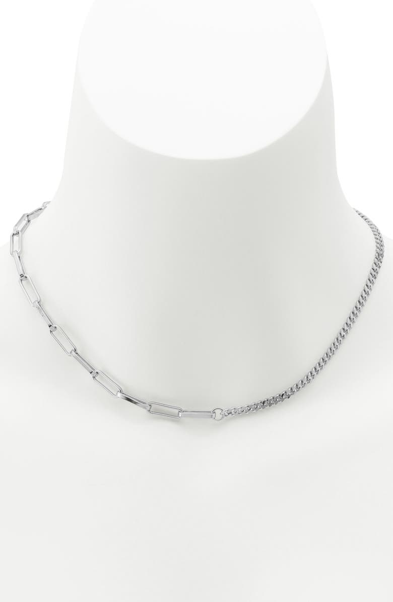 AllSaints Mix Chain Necklace, Alternate, color, Rhodium