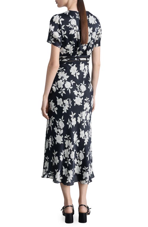 Mango Floral Midi Dress In Black
