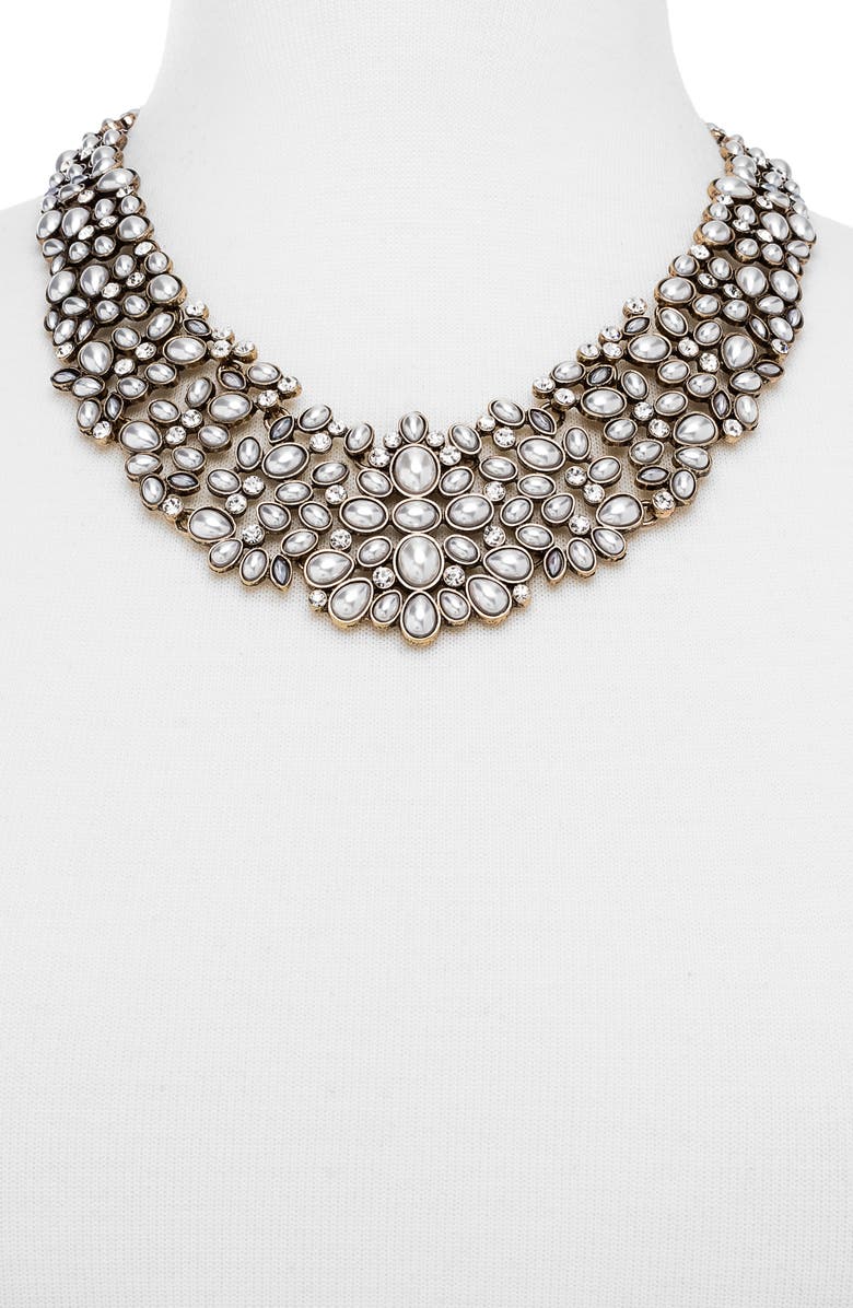 BaubleBar 'Kew' Crystal Collar Necklace, Alternate, color, Pearl/ Gold