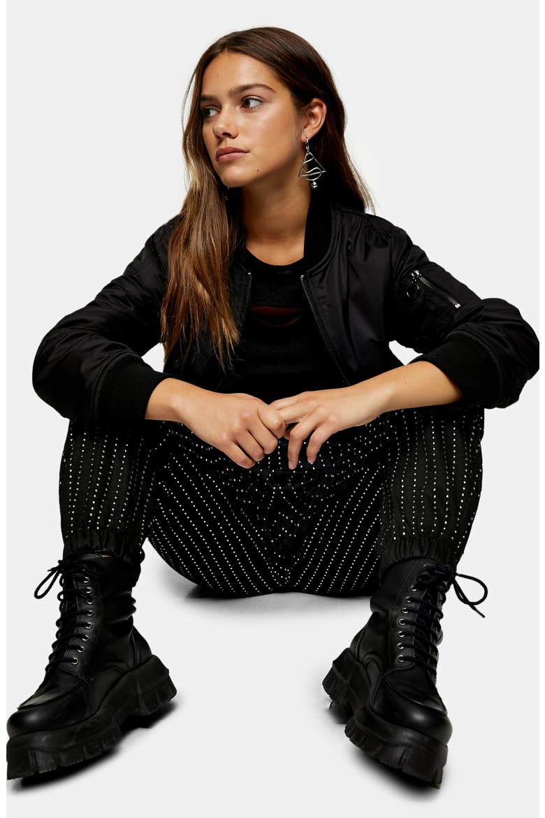 Diamante Detail Joggers, Alternate, color, BLACK