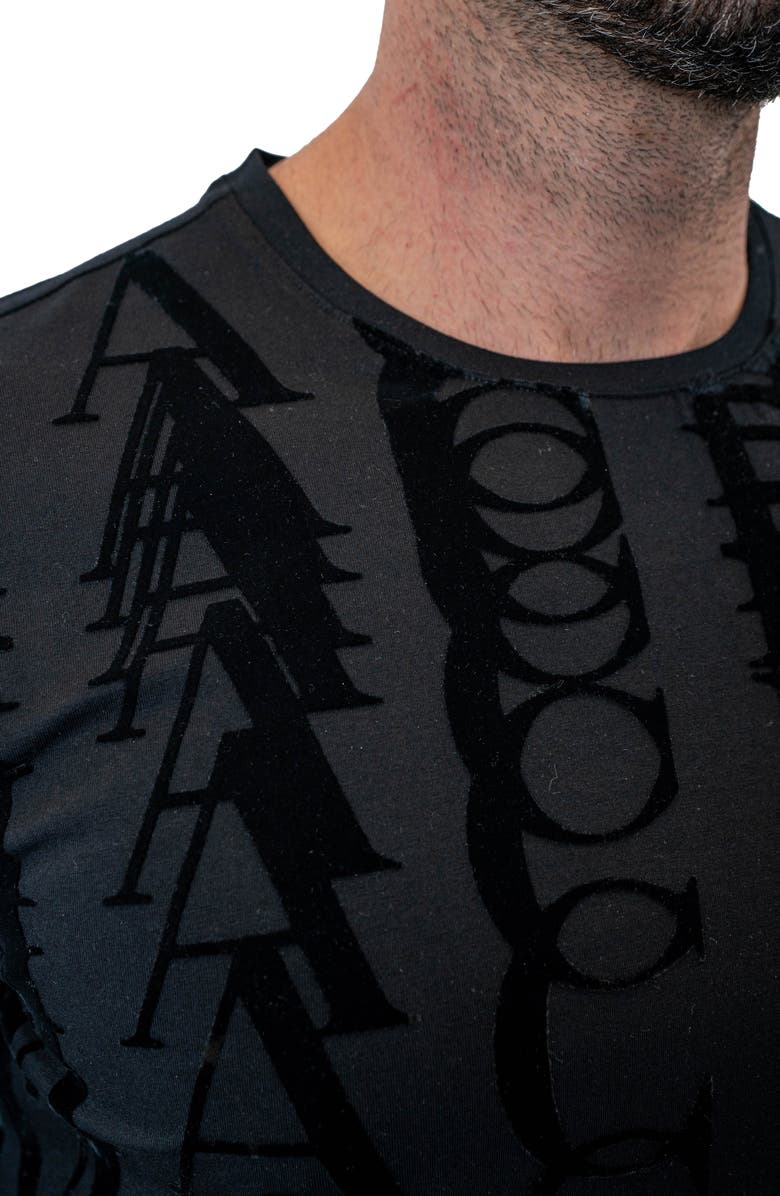 Maceoo Repetition Black Logo Appliqué Stretch Cotton T-Shirt, Alternate, color, Black