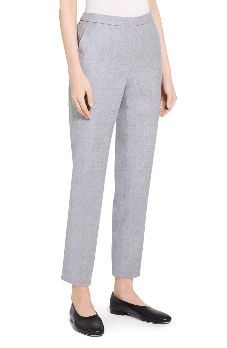 Theory Sleek Flannel Treeca Pull-On Pants, Alternate, color, New Light Heather