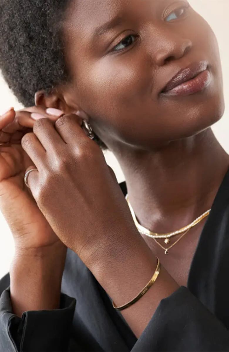 Oak & Luna Herringbone Slim Bracelet, Alternate, color, Gold Vermeil