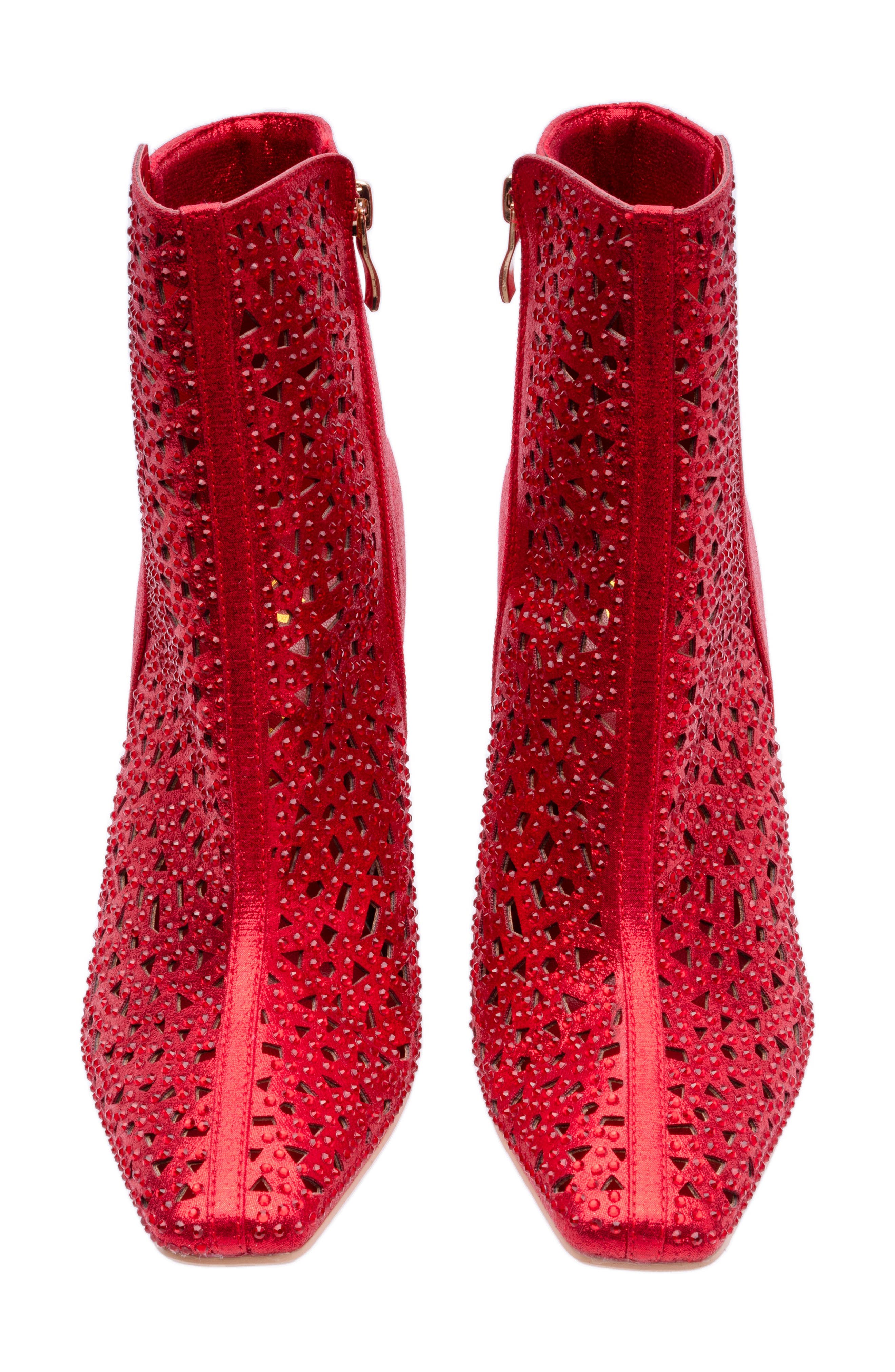 LADY COUTURE Breeze Rhinestone Pointed Toe Bootie, Alternate, color, Red