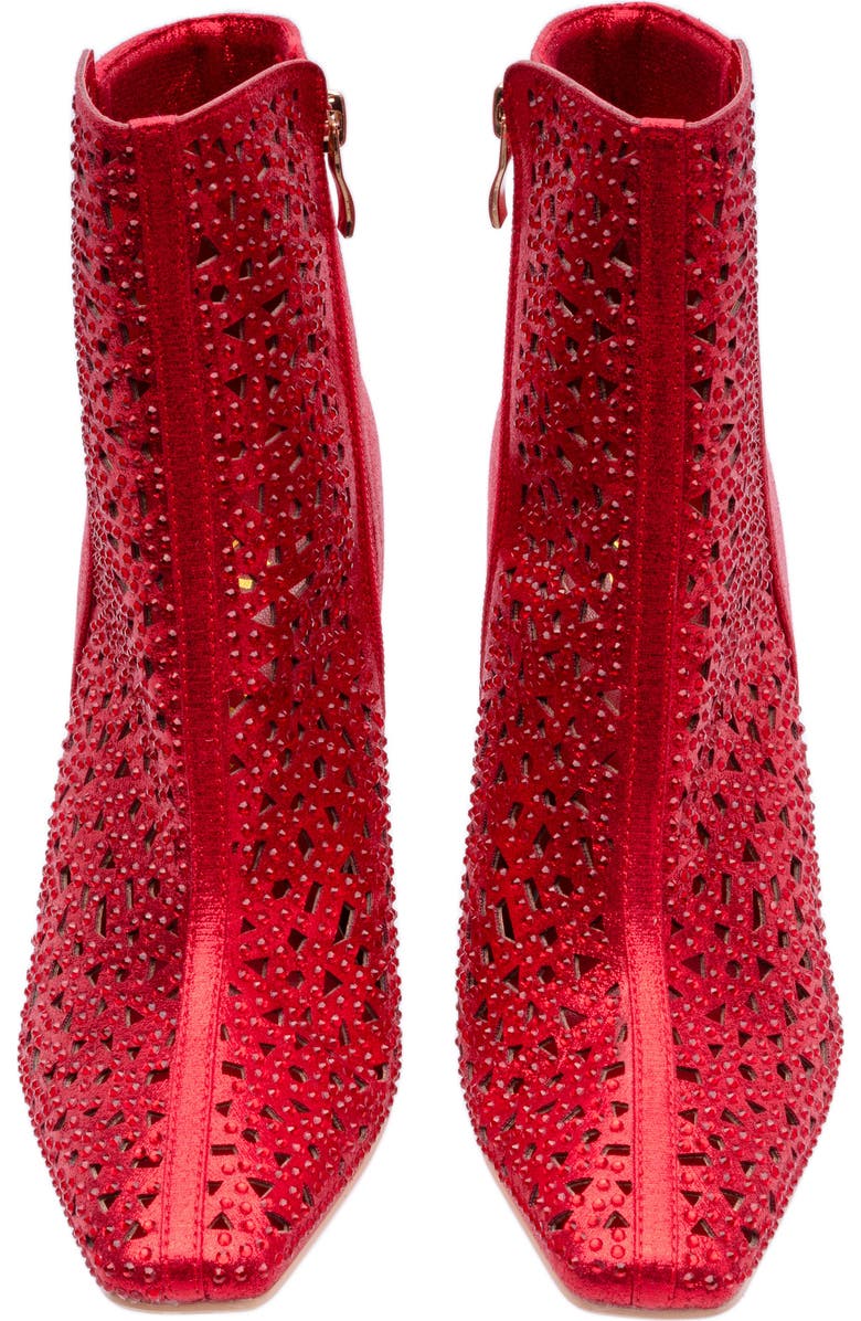 LADY COUTURE Breeze Rhinestone Pointed Toe Bootie, Alternate, color, Red