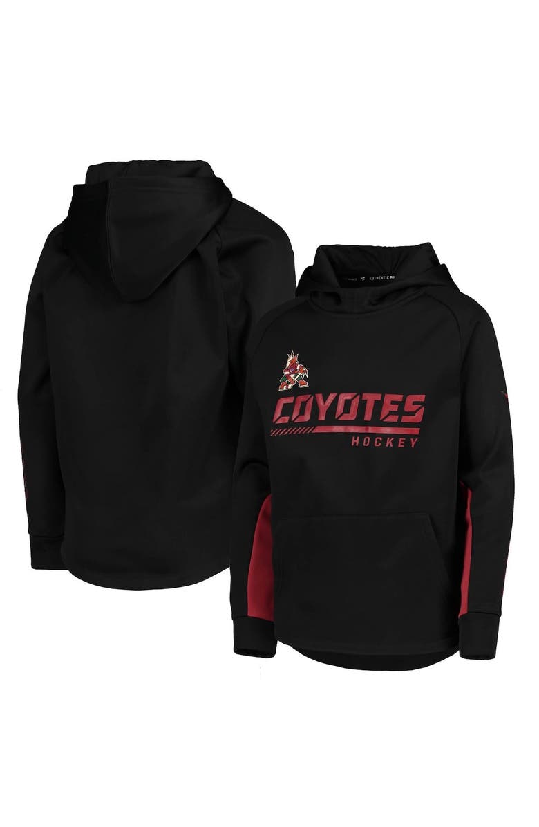 FANATICS Youth Fanatics Branded Black Arizona Coyotes Authentic Pro Raglan Pullover Hoodie, Main, color, 