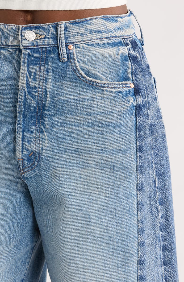 MOTHER Pipe Dream Button Sneak High Waist Fray Hem Wide Leg Jeans, Alternate, color, Blinded By The Dark