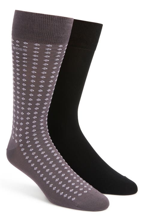 Assorted 2-Pack Cotton Blend Dress Socks