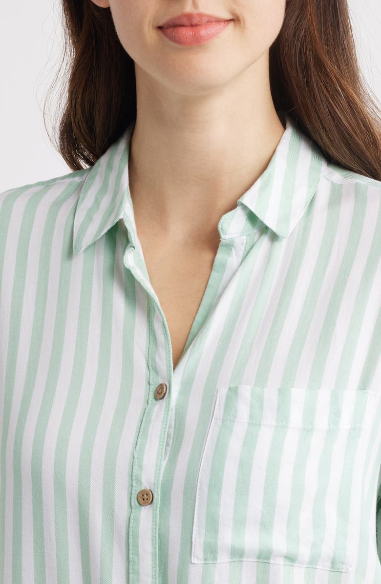 beachlunchlounge Candace Stripe Button-Up Shirt, Alternate, color, Deja Vu