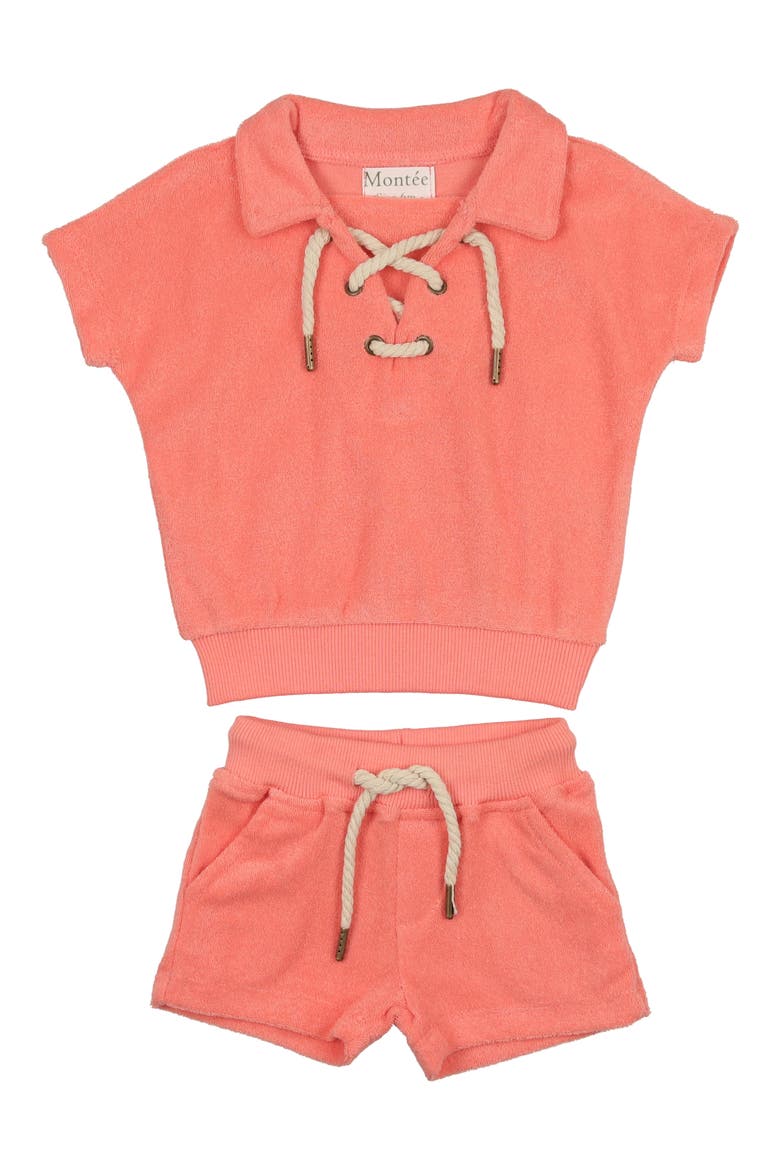 Kids' Beach Terry Polo & Shorts Set, Main, color, CORAL