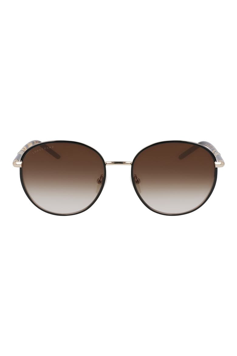 53mm Gradient Round Sunglasses, Main, color, GOLD/ BLACK
