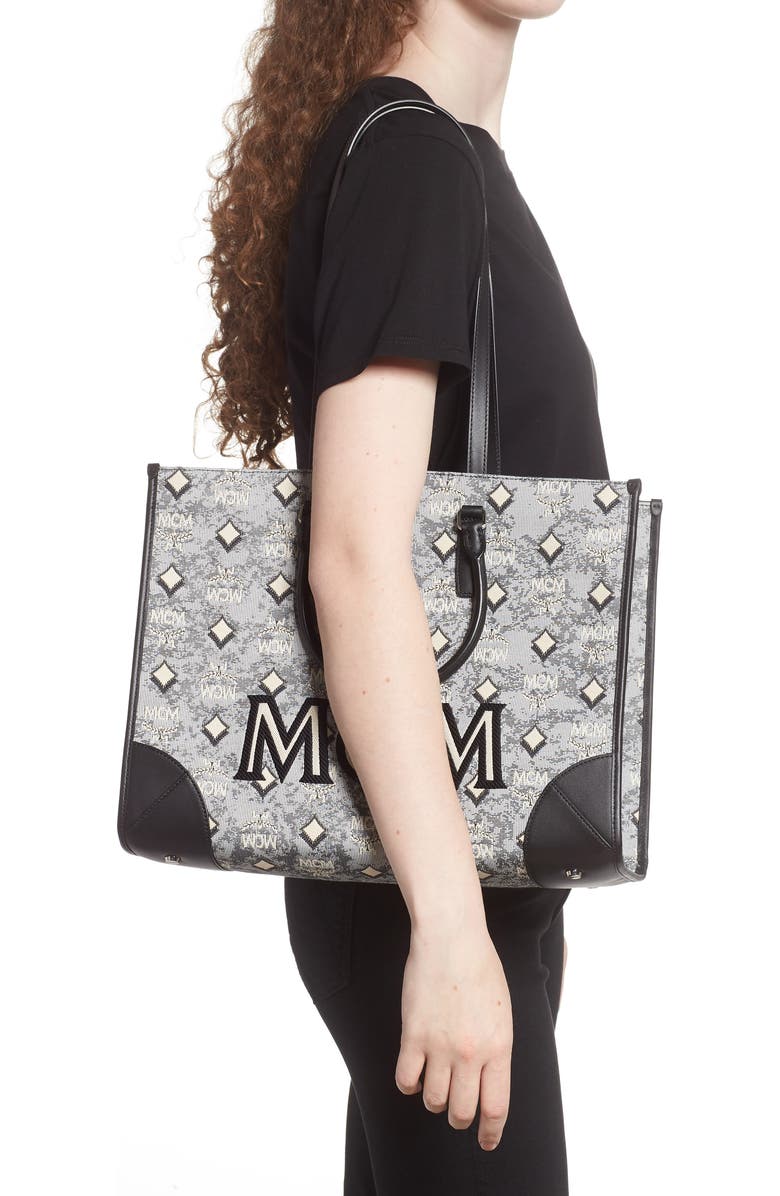 MCM Jacquard Logo Tote, Alternate, color,