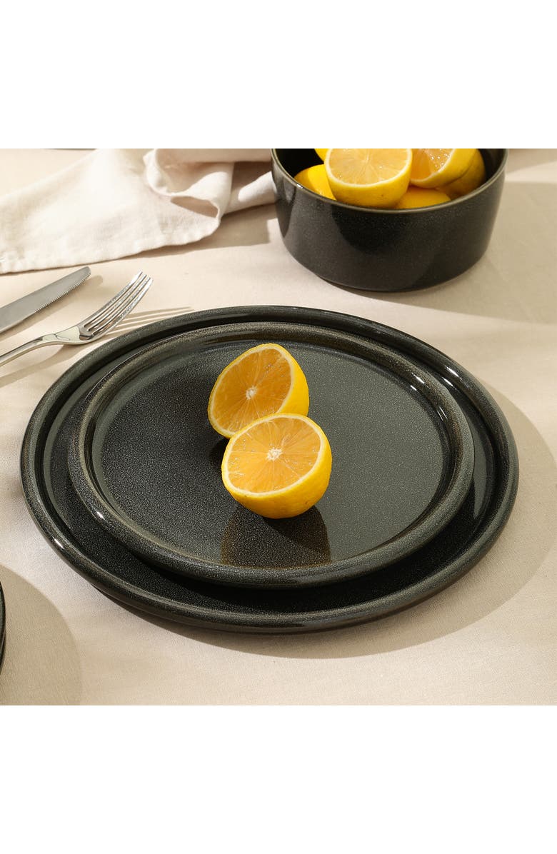 Stone Lain Eden Stoneware 4-Piece Dinner Plate Set, Alternate, color, Charcoal Grey