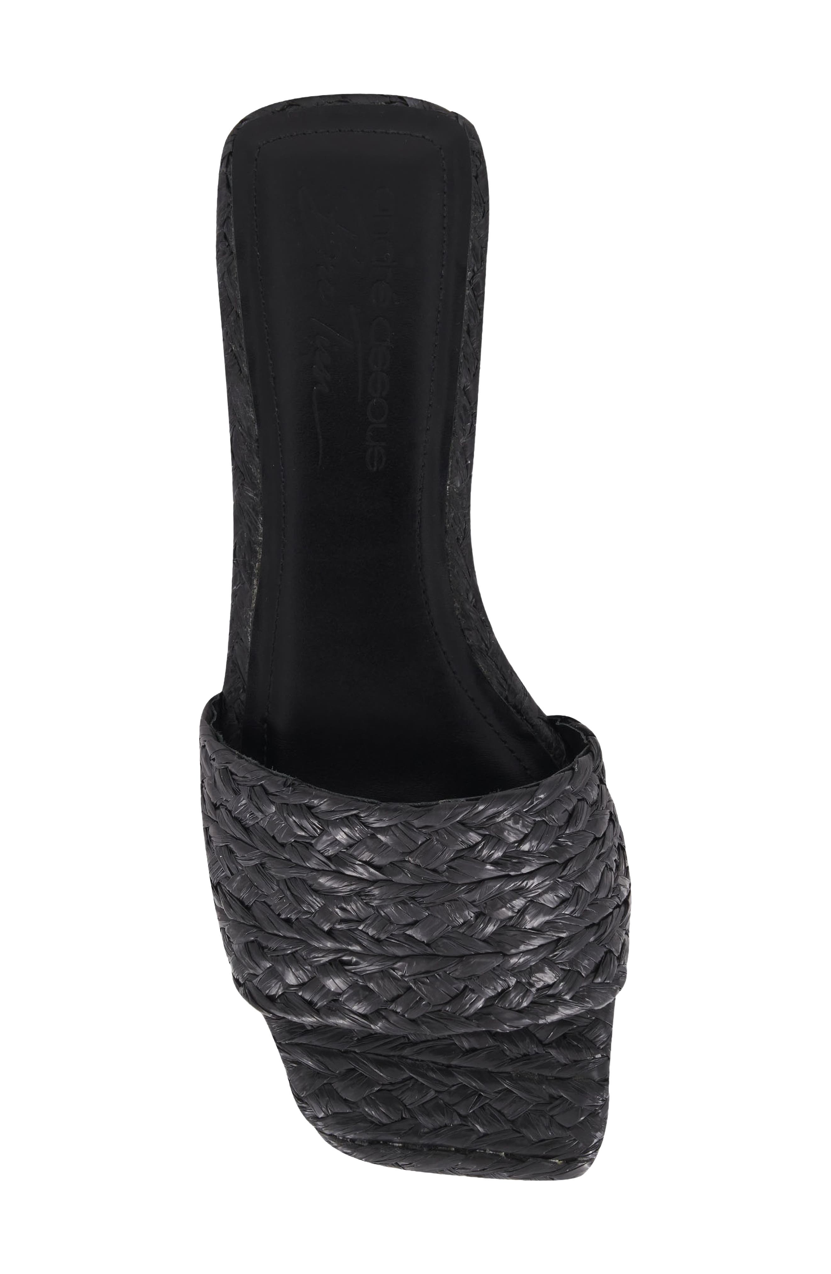 Alia Slide Sandal, Alternate, color, BLACK RAFFIA