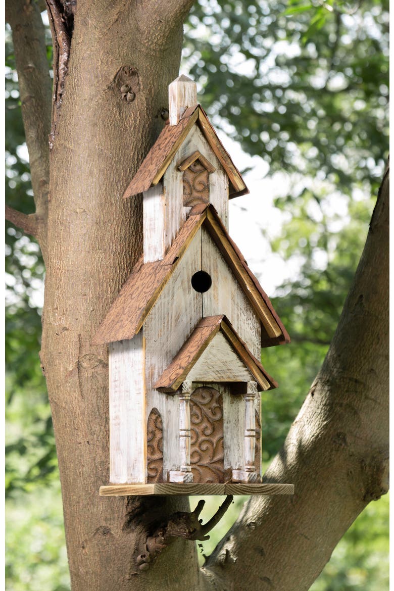 23.5"H Extra-Large Farmhouse Wood White Birdhouse, Alternate, color, White