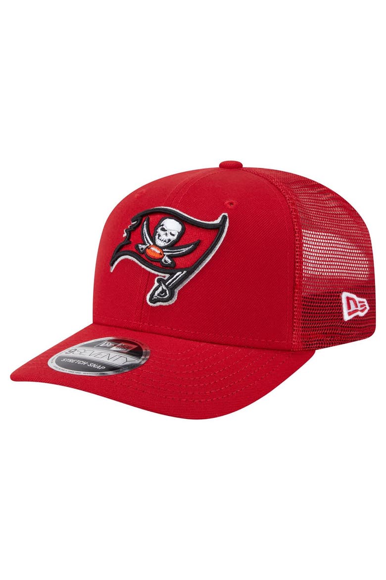 Men's New Era Red Tampa Bay Buccaneers Main Trucker 9SEVENTY Stretch-Snap Hat, Main, color, Red