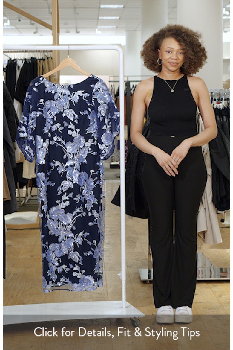 Lea Sequin Embroidered Flutter Sleeve Cocktail Dress video