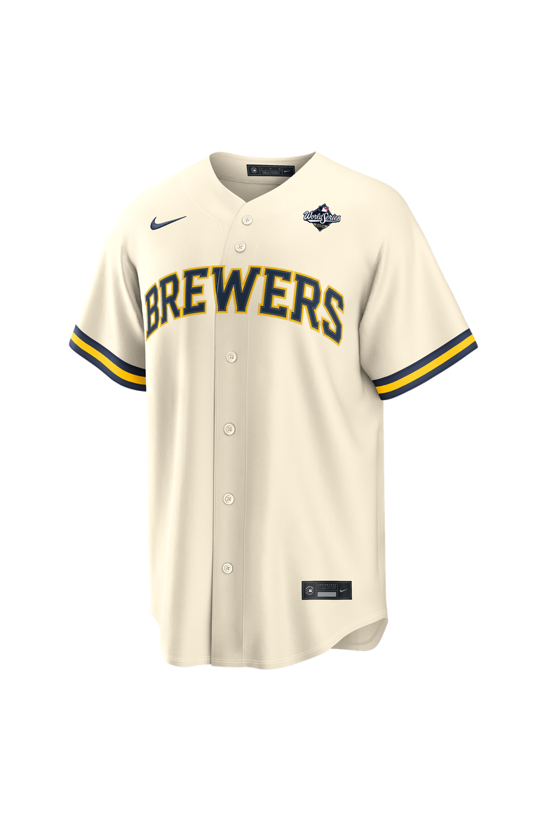 Men's Nike Jackson Chourio Cream Milwaukee Brewers 2026 World Series Home Replica Jersey, Alternate, color, Cream